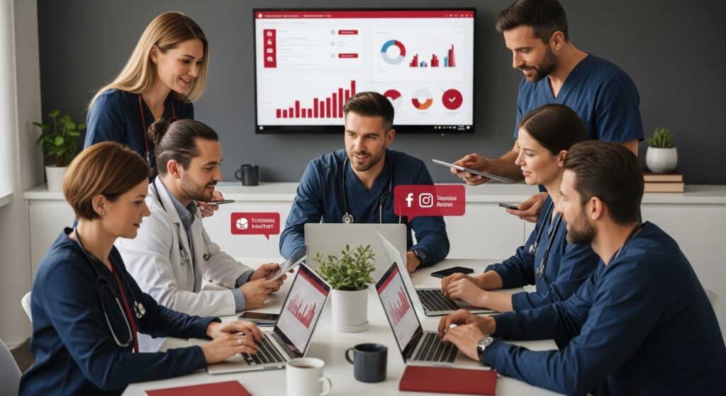 medical digital marketing, healthcare professionals teamwork