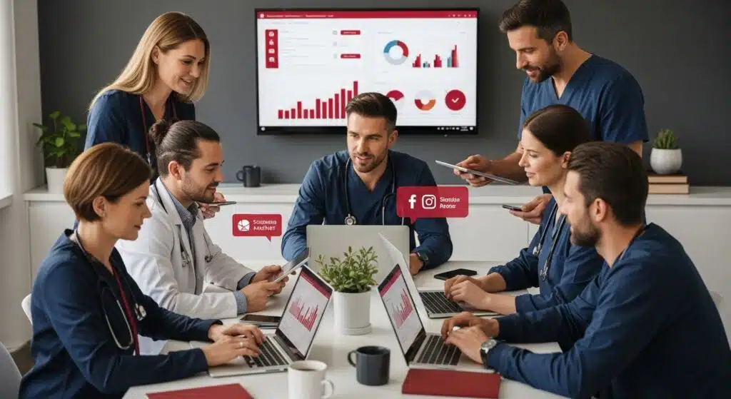 medical digital marketing, healthcare professionals teamwork