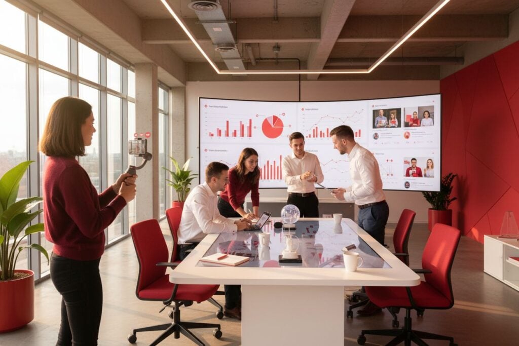social media trends 2025 office teamwork