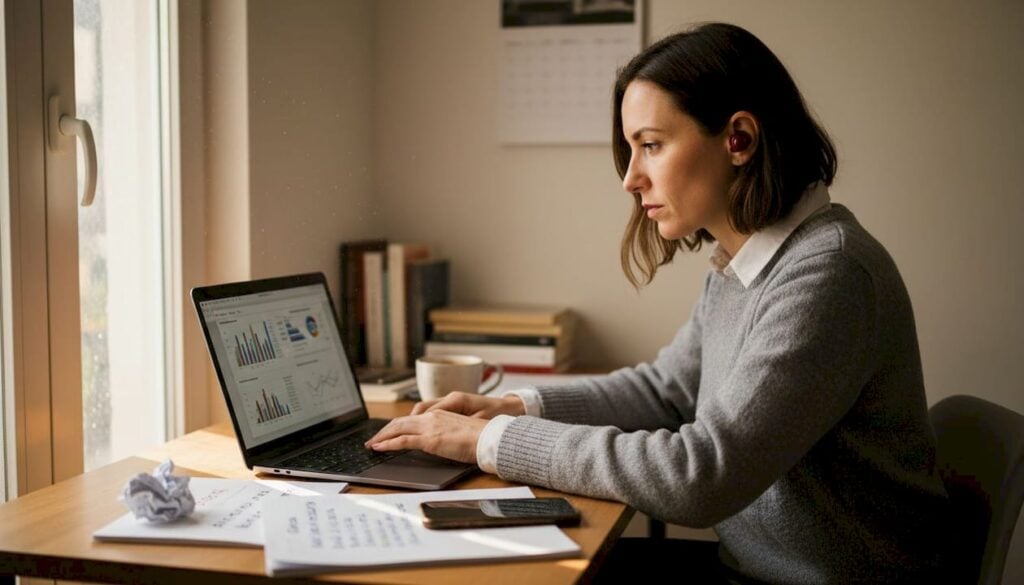 Μια γυναίκα ψάχνει και συγκρίνει πλατφόρμες για διαφημιστικά βίντεο μικρής διάρκειας.