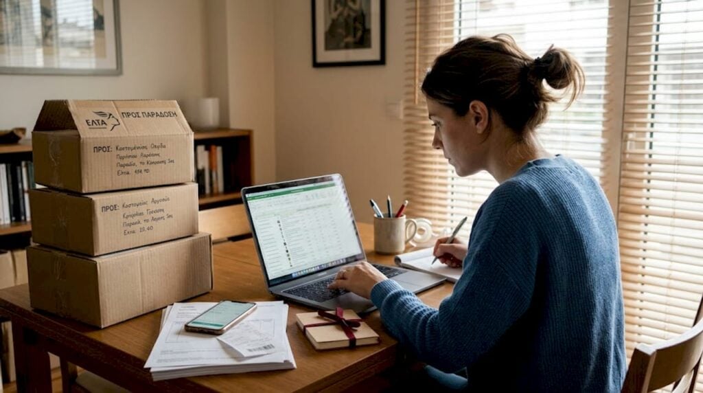 Ο ιδιοκτήτης της επιχείρησης ελέγχει τις καταχωρίσεις των προϊόντων του στο διαδίκτυο