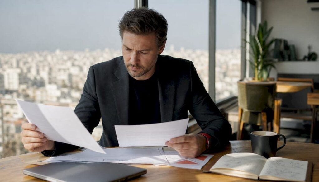 Ο υπεύθυνος μάρκετινγκ εξετάζει λεπτομερώς τις αναφορές για την πιστότητα του brand στο γραφείο του, αναζητώντας τρόπους να ενισχύσει τη σχέση με τους πελάτες.